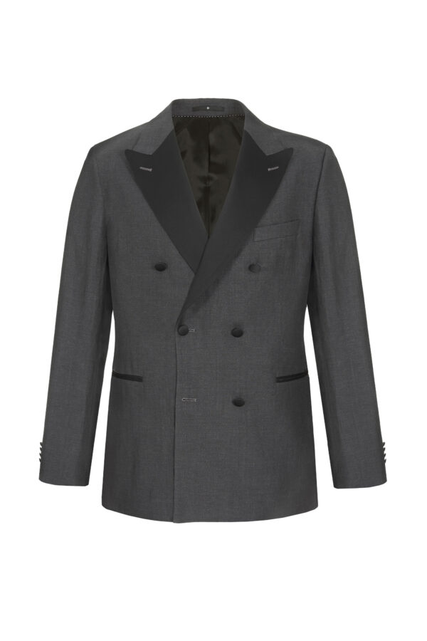 Zweireiher Smoking-Sakko in Grau mit einer Leinenoptik