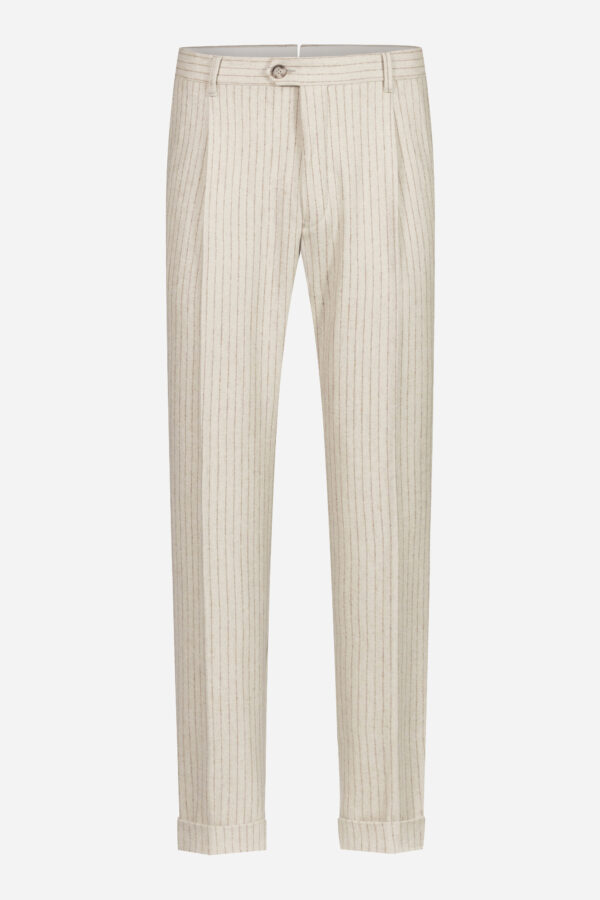 Anzug-Hose in beige mit Nadelstreifen