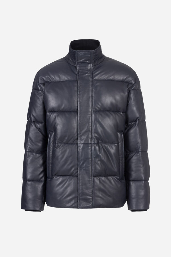Leather jacket in dark blue