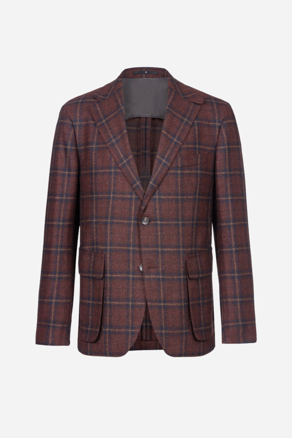 Jacket in bordeaux with a check pattern